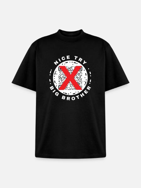 Nice Try Big Brother Privacy QR Code Design - Unisex Garment Dyed T-Shirt - black