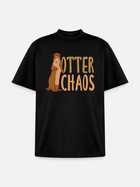 Pun Sea Otter Cartoon - Unisex Garment Dyed T-Shirt - black