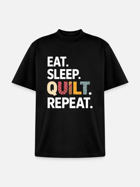 Eat Sleep Quilt Repeat - Unisex Garment Dyed T-Shirt - black