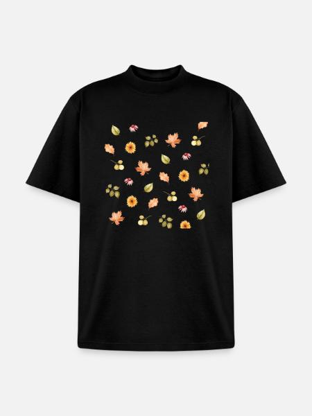 Autumn Meadow Floral Scatter - Unisex Garment Dyed T-Shirt - black