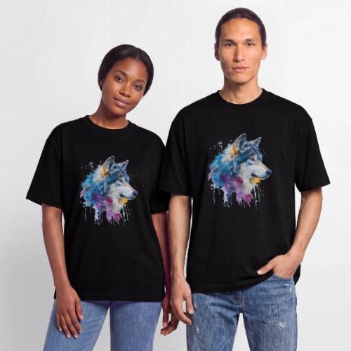 Splash-Art Wolf Head - Unisex Garment Dyed T-Shirt