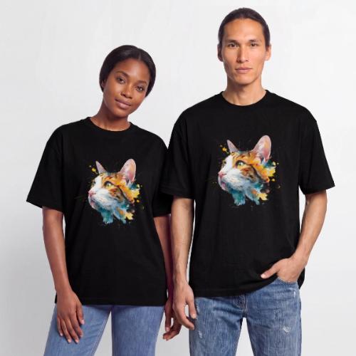 Cat: Feline Ink Burst - Unisex Garment Dyed T-Shirt