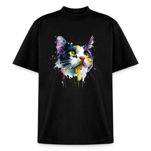 Cat: Painted Purr Expression - Heavyweight Washed Unisex T-Shirt