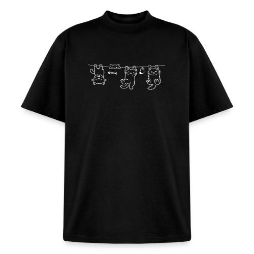 Minimalist Hanging Cats Line Art - Cute Kittens - Heavyweight Washed Unisex T-Shirt