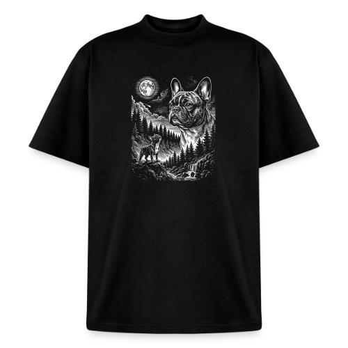 Vintage French Bulldog Moon Howling Tee - Heavyweight Washed Unisex T-Shirt