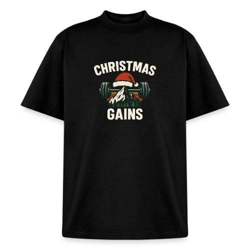 Christmas Gains – Santa Barbell Power - Heavyweight Washed Unisex T-Shirt