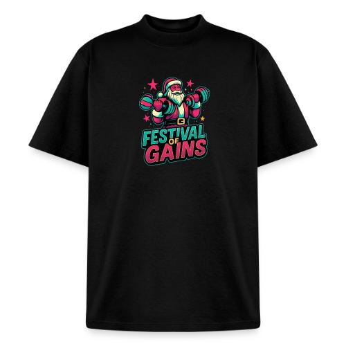 Festival of Gains Funny Gym Santa Christmas - Heavyweight Washed Unisex T-Shirt