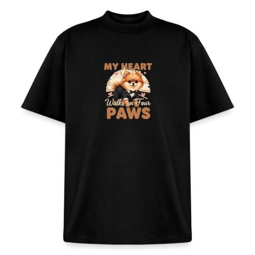 My Heart Walks on Four Paws – Pomeranian tee - Heavyweight Washed Unisex T-Shirt