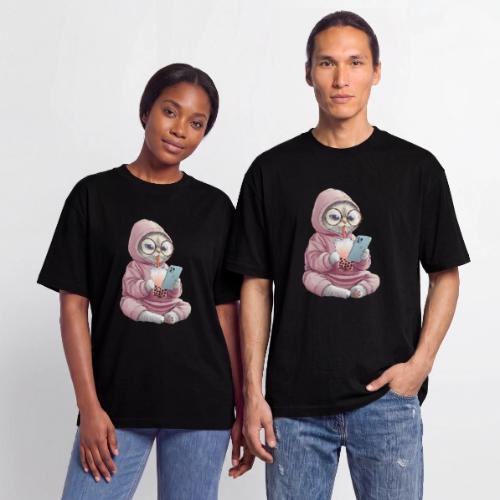Cool Cat Bubble Tea Cartoon Design - Unisex Garment Dyed T-Shirt