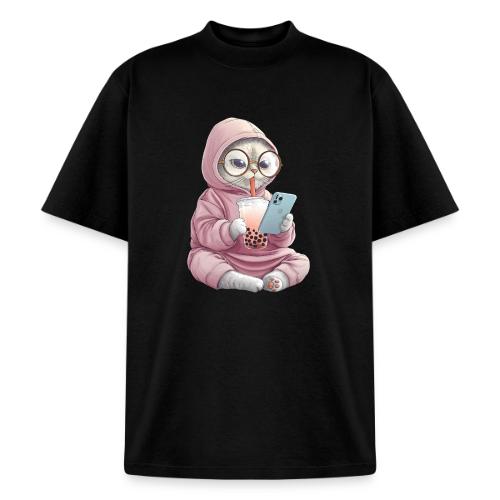 Cool Cat Bubble Tea Cartoon Design - Heavyweight Washed Unisex T-Shirt