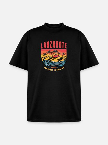 Lanzarote Espana beach design - Unisex Garment Dyed T-Shirt - black