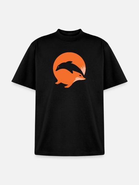 Fox or Dolphin in this fun optical illusion - Unisex Garment Dyed T-Shirt - black
