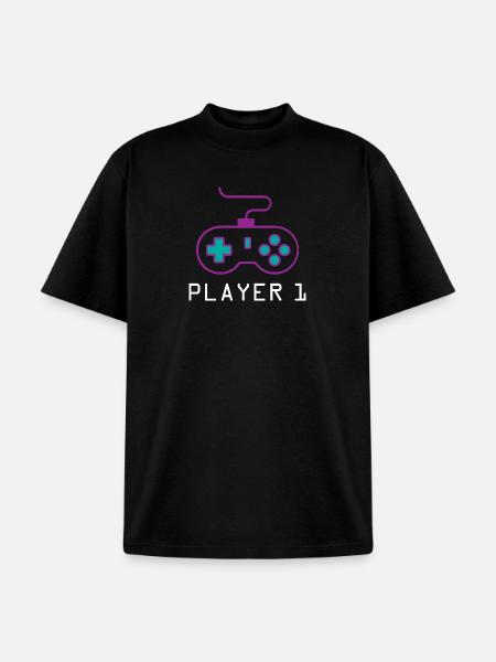Player 1 Gamer - Unisex Garment Dyed T-Shirt - black