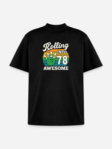 Bowling 78th Birthday Celebration Graphic - Unisex Garment Dyed T-Shirt - black