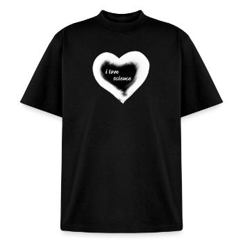 I love Science hearty graphics art - Unisex Garment Dyed T-Shirt - black - Front - AI Model Male 185 light (185cm) & AI Model Female 172 dark (172cm)