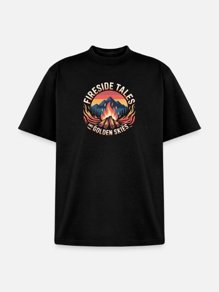 Fireside Tales And Golden Skies - Unisex Garment Dyed T-Shirt - black
