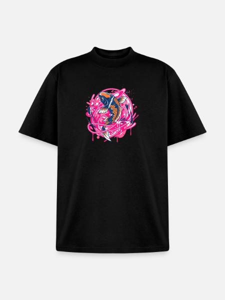 Koi Neon Splash Art - Unisex Garment Dyed T-Shirt - black