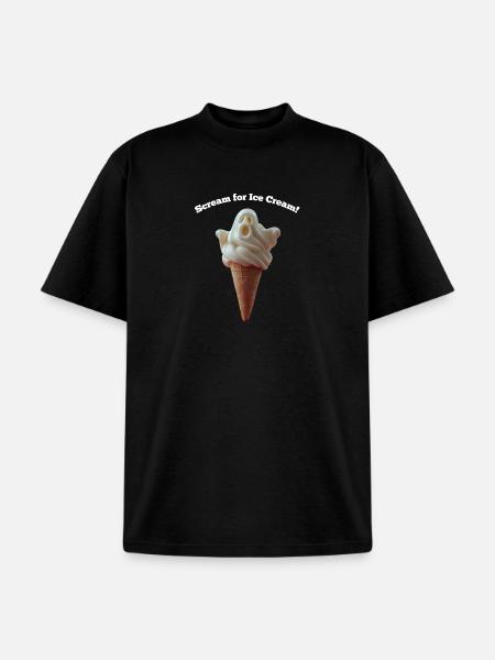 Scream Ghost Ice Cream Cone - Unisex Garment Dyed T-Shirt - black