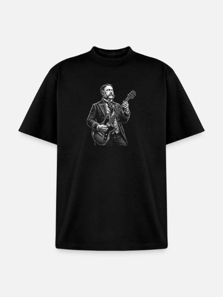 Chester A. Arthur Playing Guitar - Unisex Garment Dyed T-Shirt - black