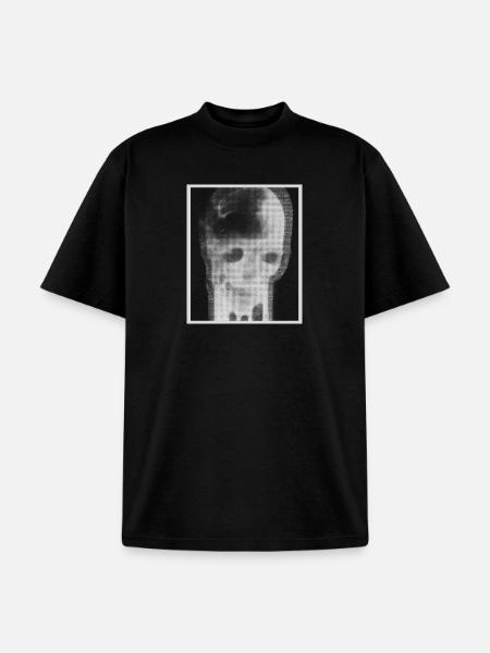 Monochrome Skull Halftone - Unisex Garment Dyed T-Shirt - black
