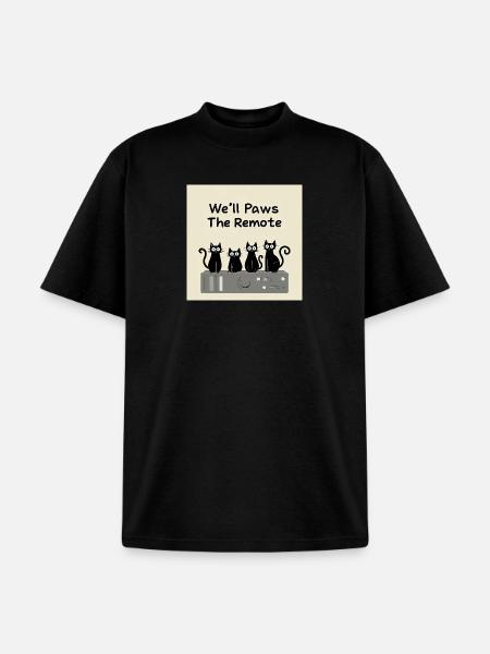 Paws The Remote TV - Unisex Garment Dyed T-Shirt - black