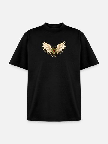 Holly Winged Halo Ornament - Unisex Garment Dyed T-Shirt - black
