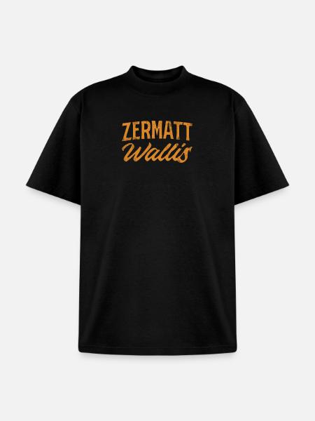 Zermatt Wallis Alpine Script - Unisex Garment Dyed T-Shirt - black