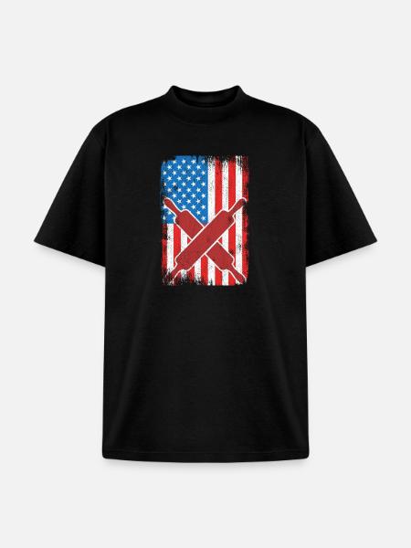Baking USA Flag - Unisex Garment Dyed T-Shirt - black