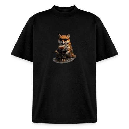 Cool Red Fox Wearing Sunglasses Drinking Coffee - Heavyweight Washed Unisex T-Shirt