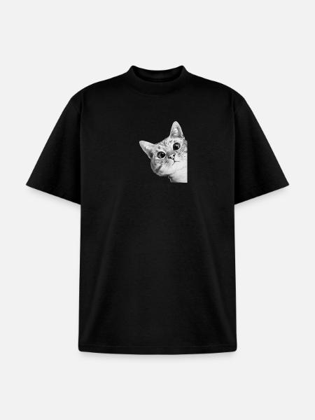Curious Kitten Mono Sketch - Unisex Garment Dyed T-Shirt - black