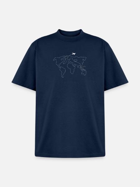 World Map Heart Flight - Unisex Garment Dyed T-Shirt - navy