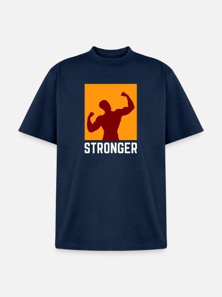 Bold muscular silhouette with Stronger text - Unisex Garment Dyed T-Shirt - navy