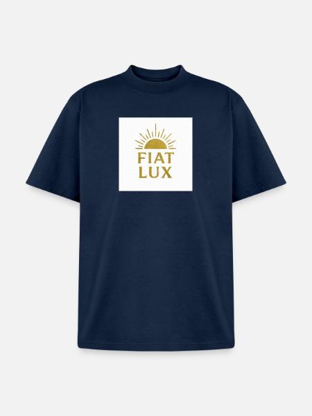 Fiat Lux Gold Sunburst Logo - Unisex Garment Dyed T-Shirt - navy