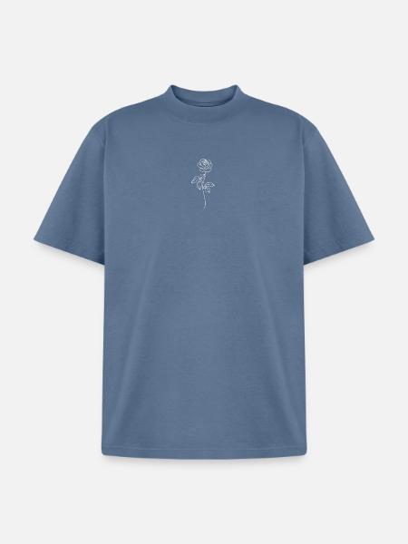 Minimalist Rose Line Art - Unisex Garment Dyed T-Shirt - denim