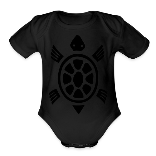 turtle sea - Organic Short Sleeve Baby Bodysuit