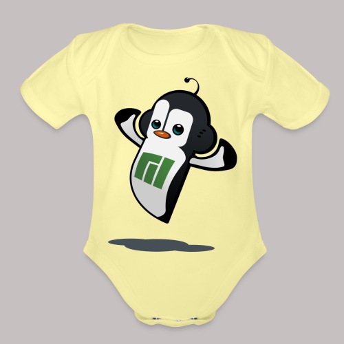 Manjaro Mascot strong left - Organic Short Sleeve Baby Bodysuit