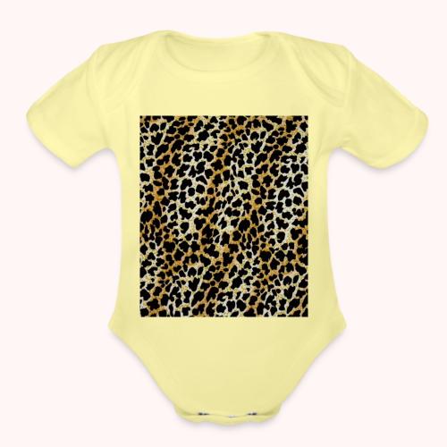 dark shaded leopard pattern - Organic Short Sleeve Baby Bodysuit