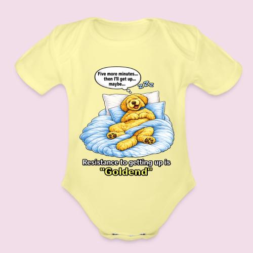 Funny Goldendoodle Sleeping design. - Organic Short Sleeve Baby Bodysuit