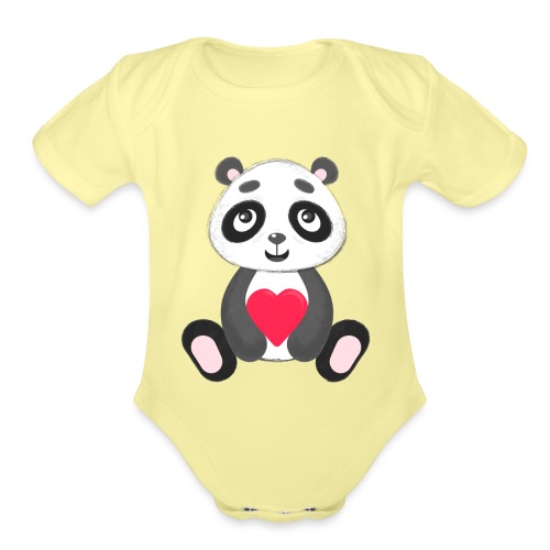 Sweetheart Panda - Organic Short Sleeve Baby Bodysuit