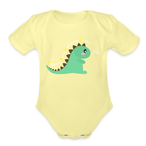 Attention Deficit Hyperactive Dinosaur (Center) - Organic Short Sleeve Baby Bodysuit