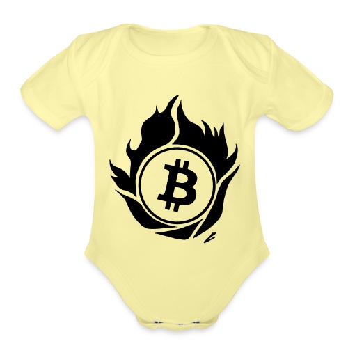 btc logo with fire around - Organic Short Sleeve Baby Bodysuit
