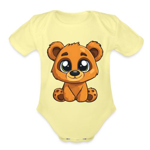 Smiling Sitting Baby Bear - Organic Short Sleeve Baby Bodysuit