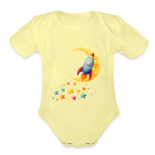 Rocket Trail of Stars - Organic Short Sleeve Baby Bodysuit