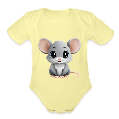 Baby Mouse: Little Grey Explorer - Organic Short Sleeve Baby Bodysuit