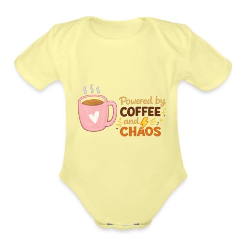Powered by Coffee and Chaos - Organic Short Sleeve Baby Bodysuit