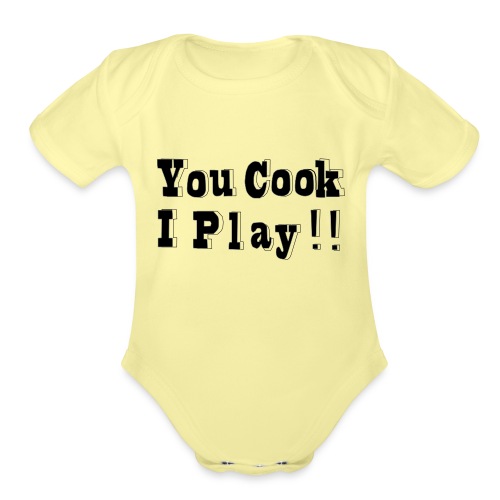 Blk & White 2D You Cook I Play - Organic Short Sleeve Baby Bodysuit