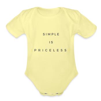 Simple is priceless. Minimalism and simplicity - Organic Short Sleeve Baby Bodysuit - washed yellow - Front