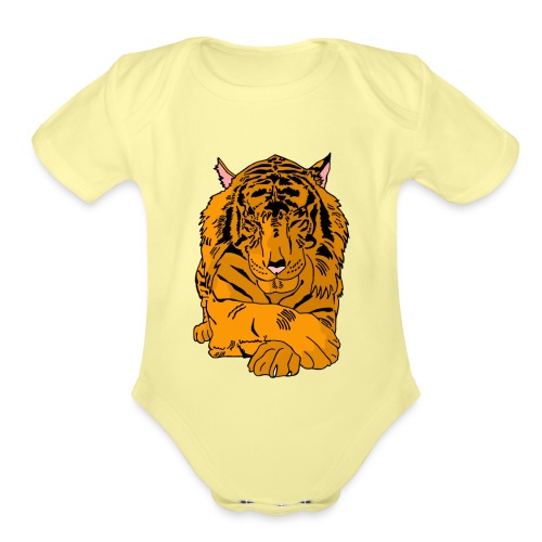 Resting Tiger - Organic Short Sleeve Baby Bodysuit