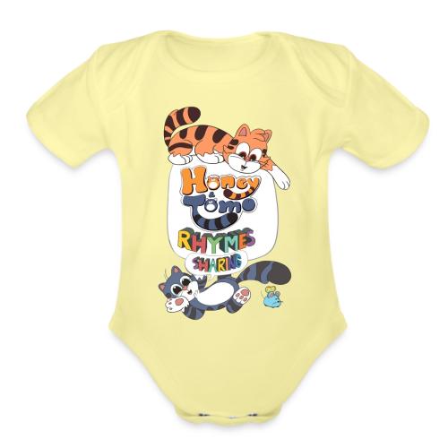 Honey and Tomo Rhymes Sharing - Organic Short Sleeve Baby Bodysuit