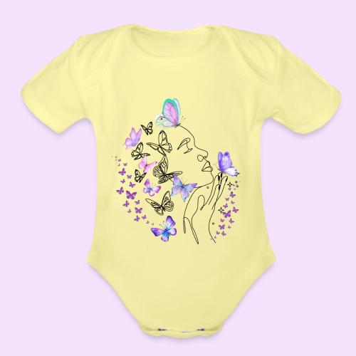 Dreamy Butterfly Goddess - Fairytale Design - Organic Short Sleeve Baby Bodysuit